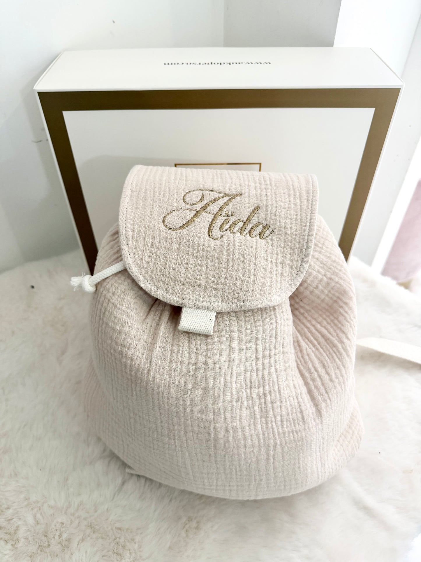 Sac à dos en gaze de coton en broderie