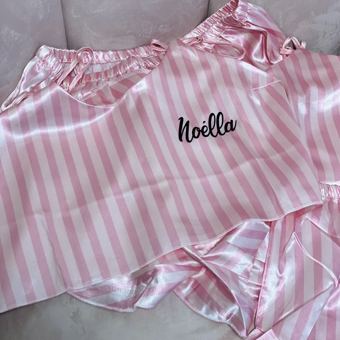 Pyjama Satin Top Nuisette & Shorty personnalisé