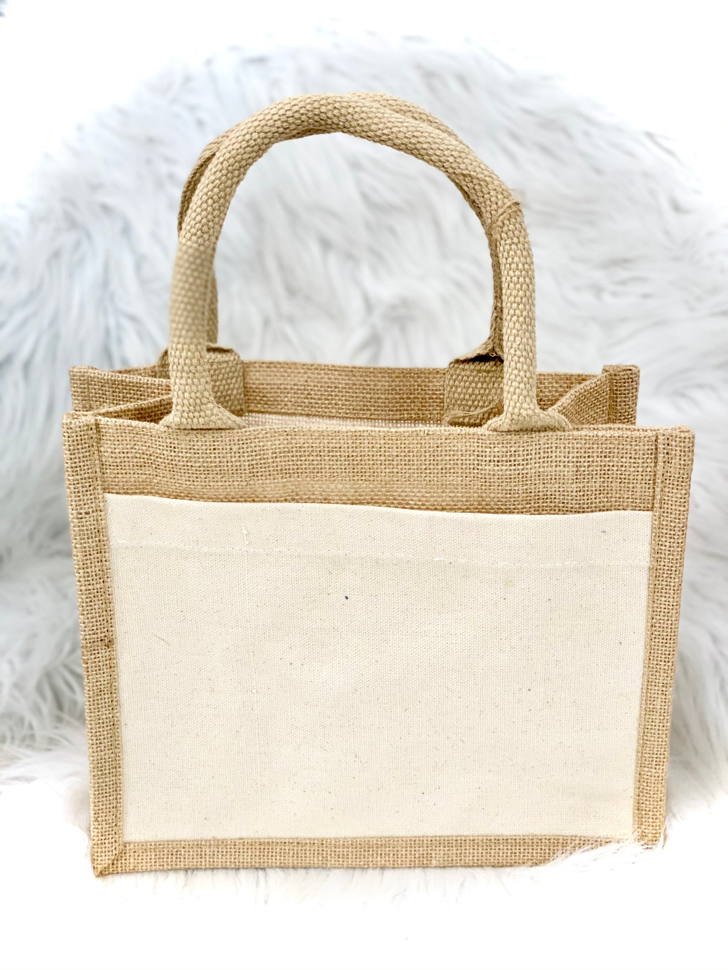 Petit sac en jute à personnaliser