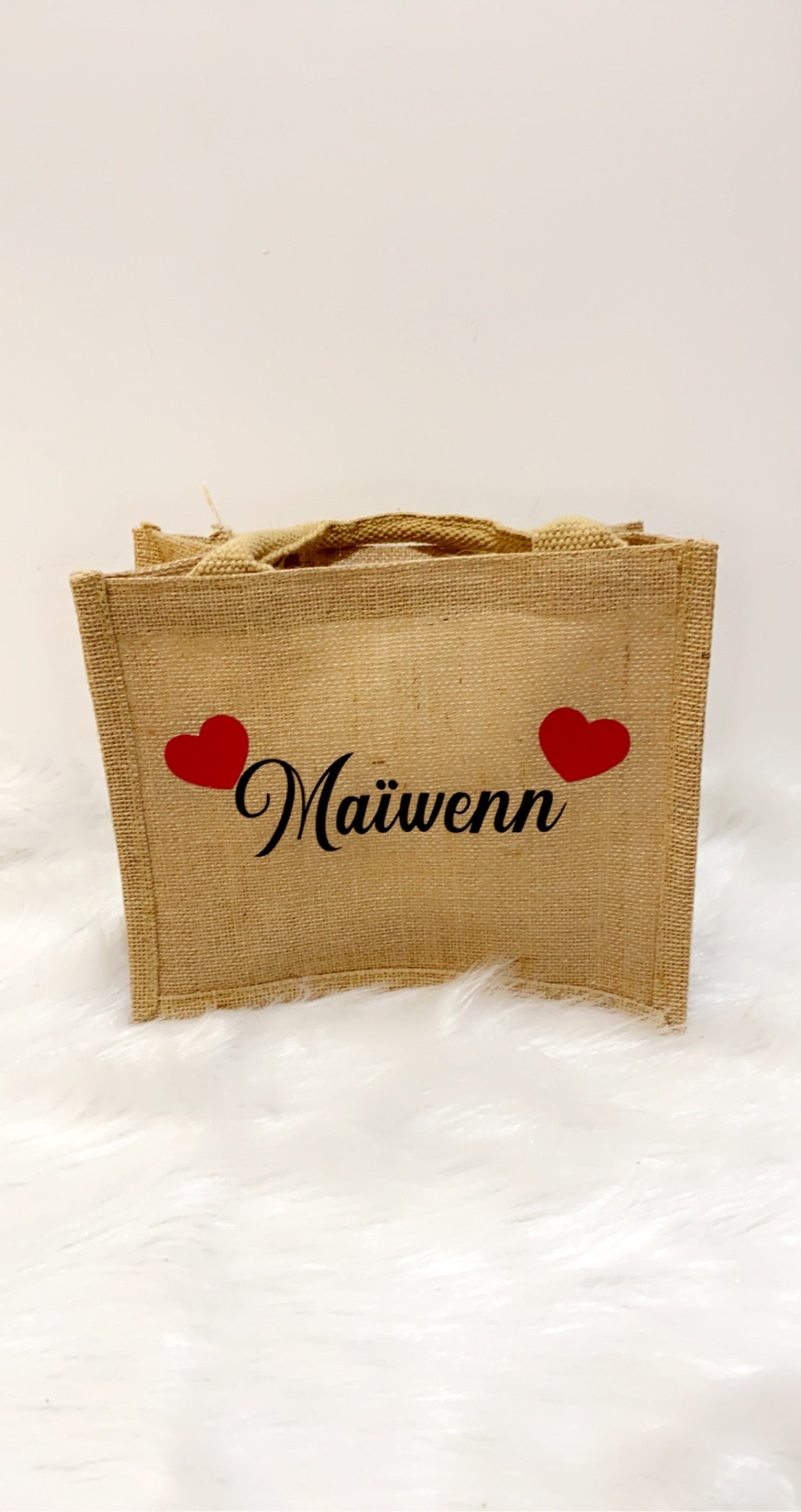 Petit sac en jute à personnaliser