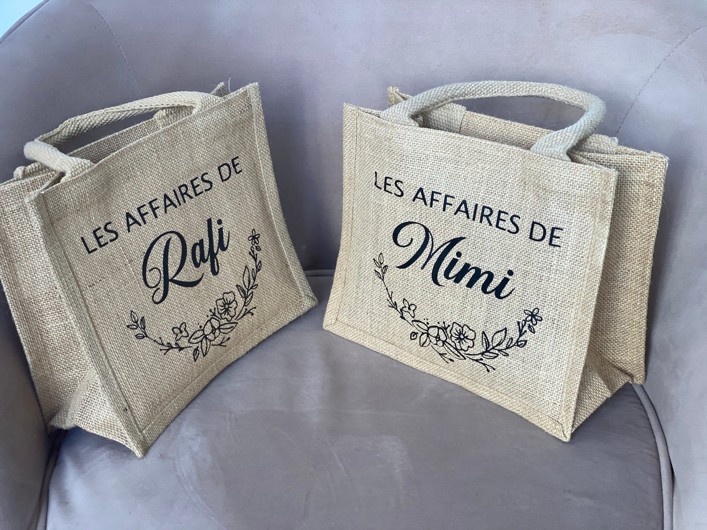 Petit sac en jute à personnaliser