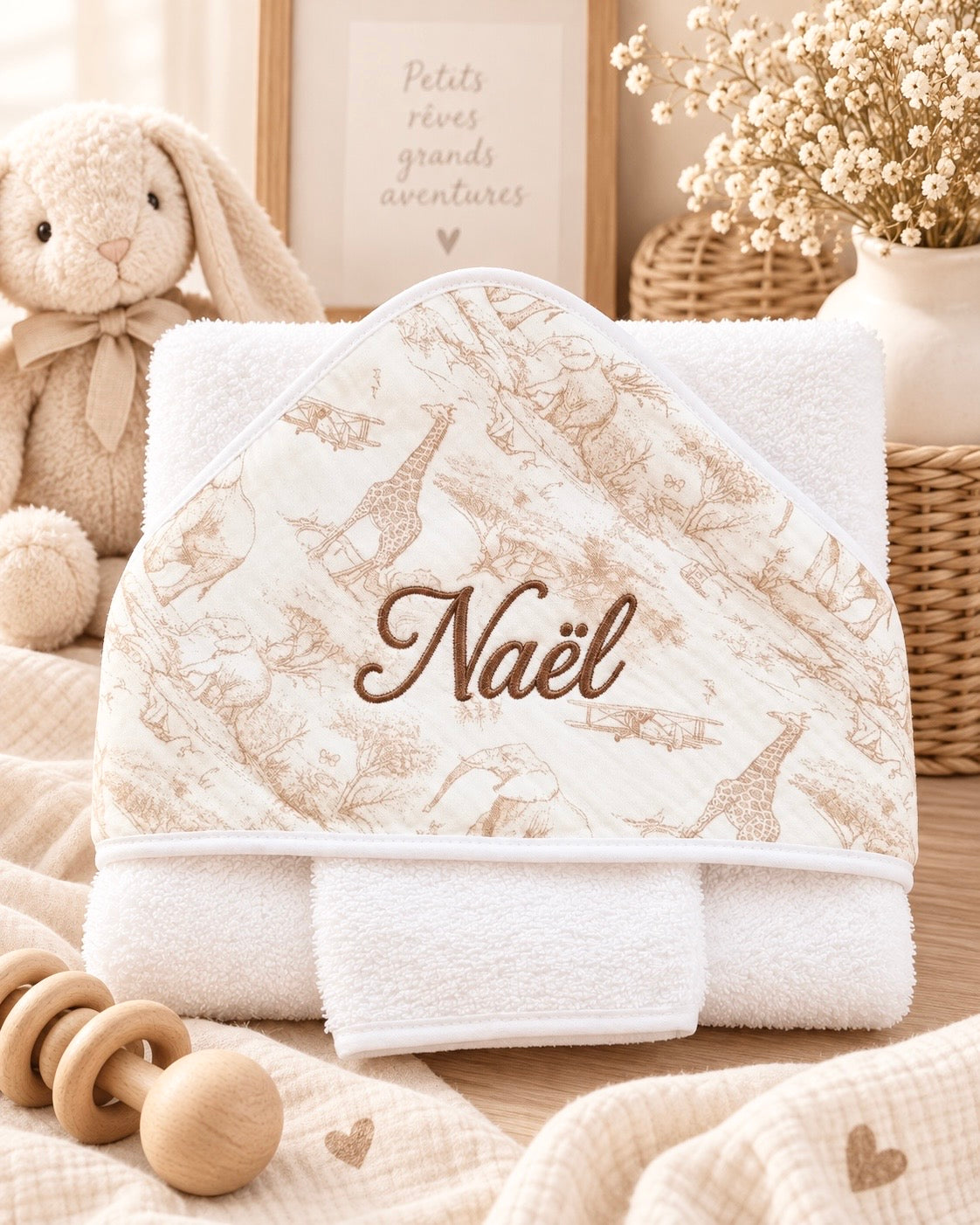 Cape de bain safari en gaze de coton