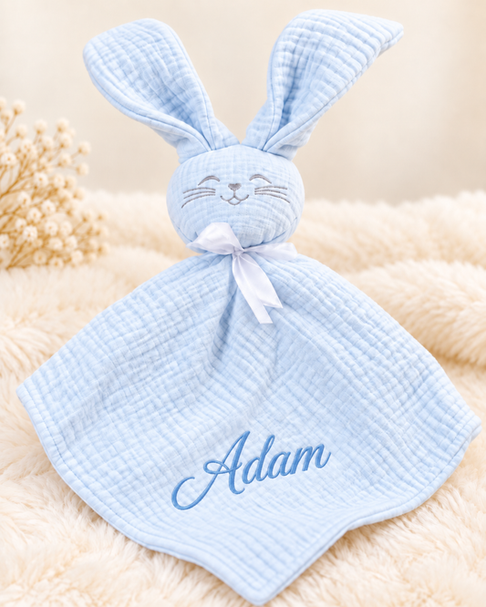 Doudou lapin en gaze de coton