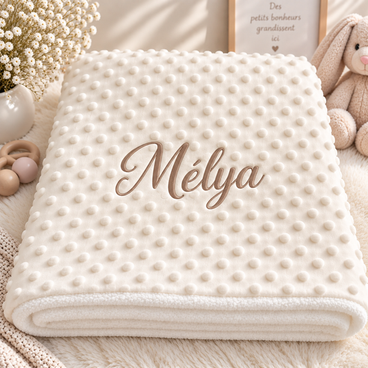 Couverture Minky Bébé Personnalisée – Plaid Doux Cadeau Naissance