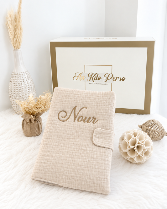 Protège Carnet de Santé en Gaze de Coton – Personnalisable