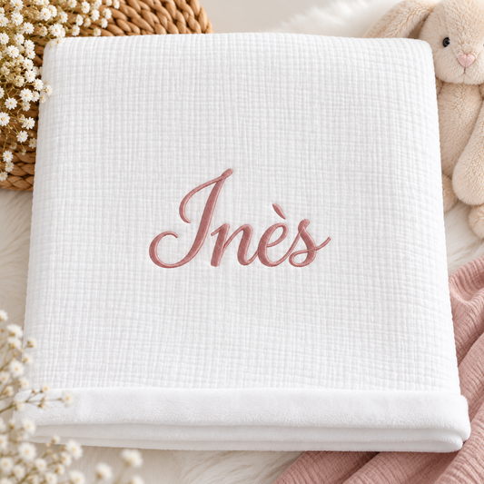 Plaid Gaze de Coton Bébé Personnalisé - Couverture Douce Cadeau Naissance