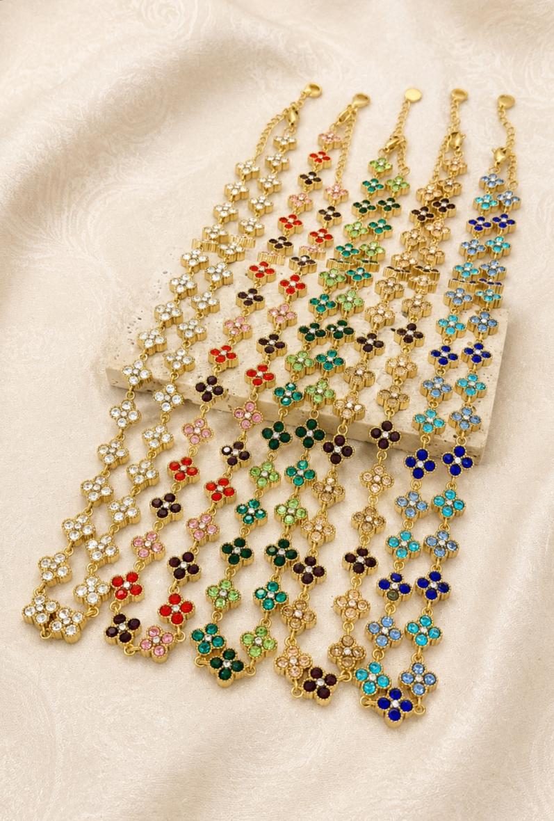 Collier acier princesse doré femme avec strass colorés