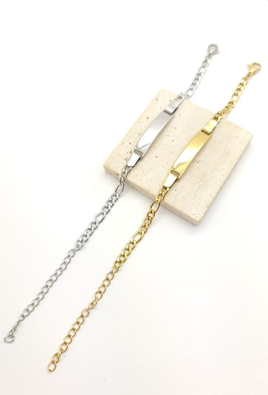 Bracelet Personnalisé Gravé en Acier – Or ou Argent