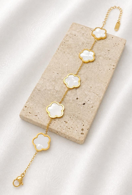 Bracelet Fleurs Colorées en Acier Inoxydable