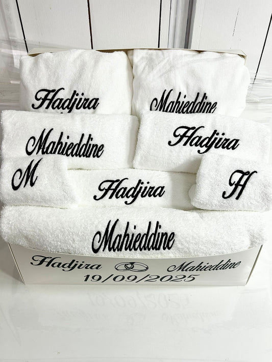 Coffret Mariage Personnalisé – 8 Pièces Brodées